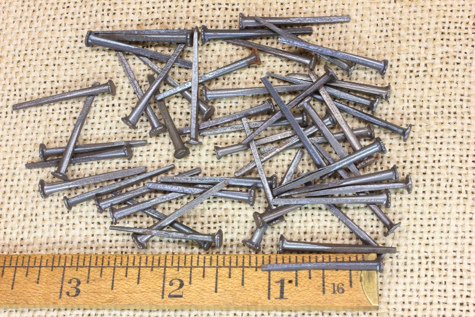 1 1/8” Old Square NAILS 3/16” Head 100 Real 1850’s Vintage Rustic Patina Brads