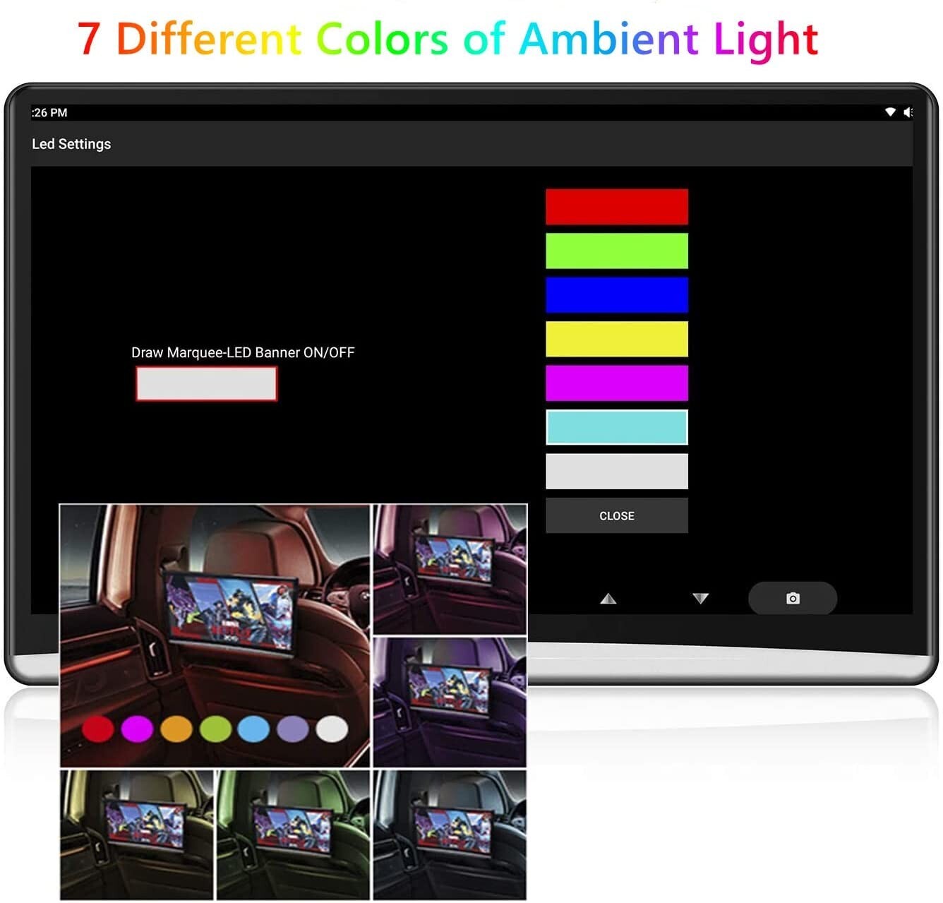 13.3 Inch Car Headrest Video Player with WiFi, Android 10.0, 4K,Netflix,YouTube