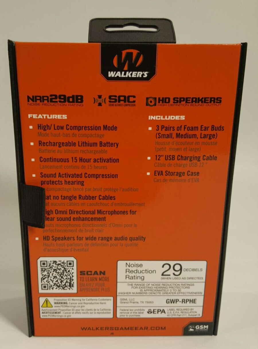 Walker's Rope Hearing Enhancer Flexible Neck Worn Electronic Ear Bud Headset NEW