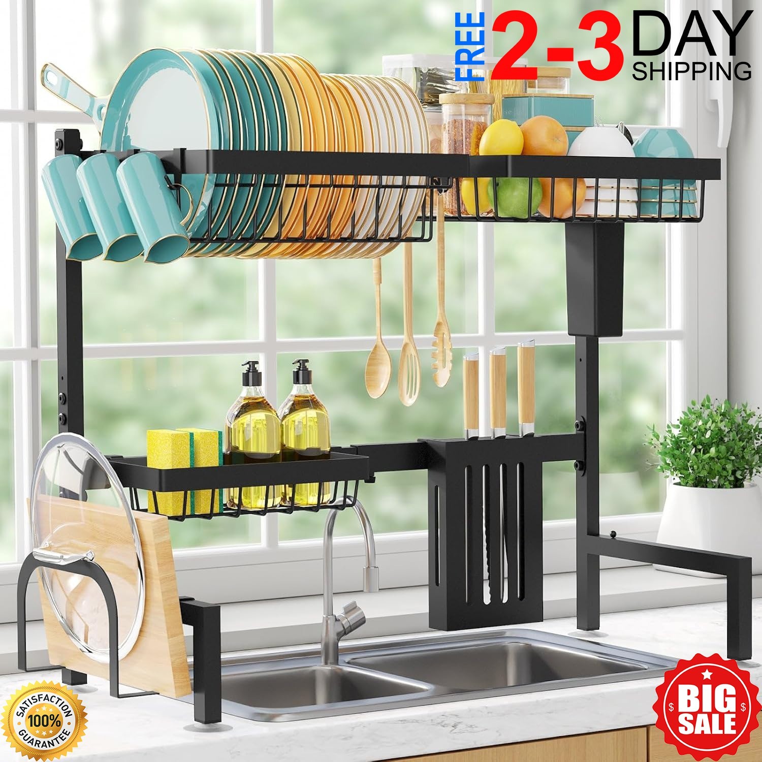 Escurridor De Platos Trastes De Acero Inoxidable Ajustable Para Sobre Fregadero