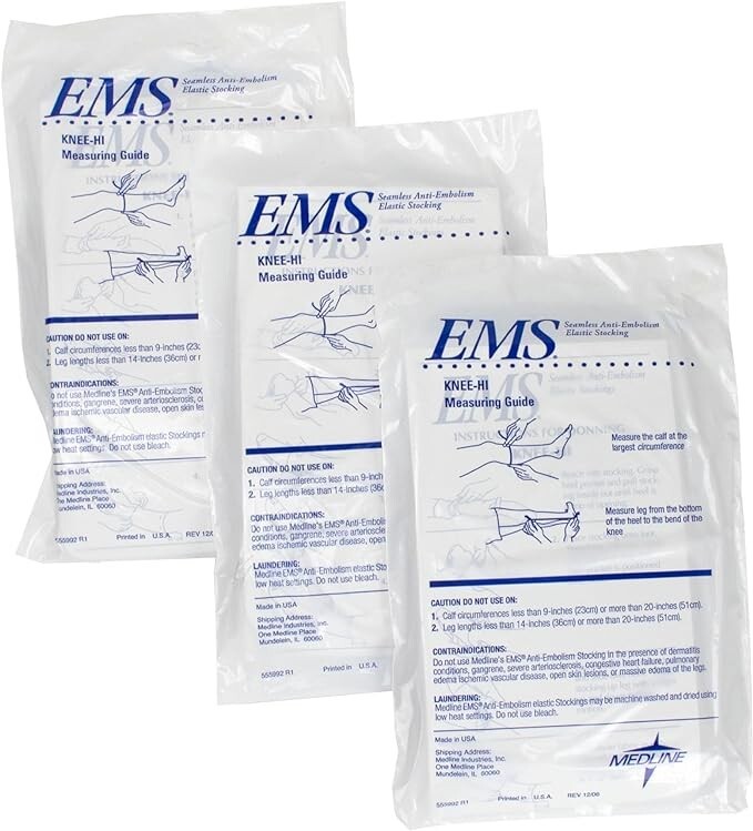 EMS Knee-High Anti-Embolism Stockings, Large, Regular, 3/Pack