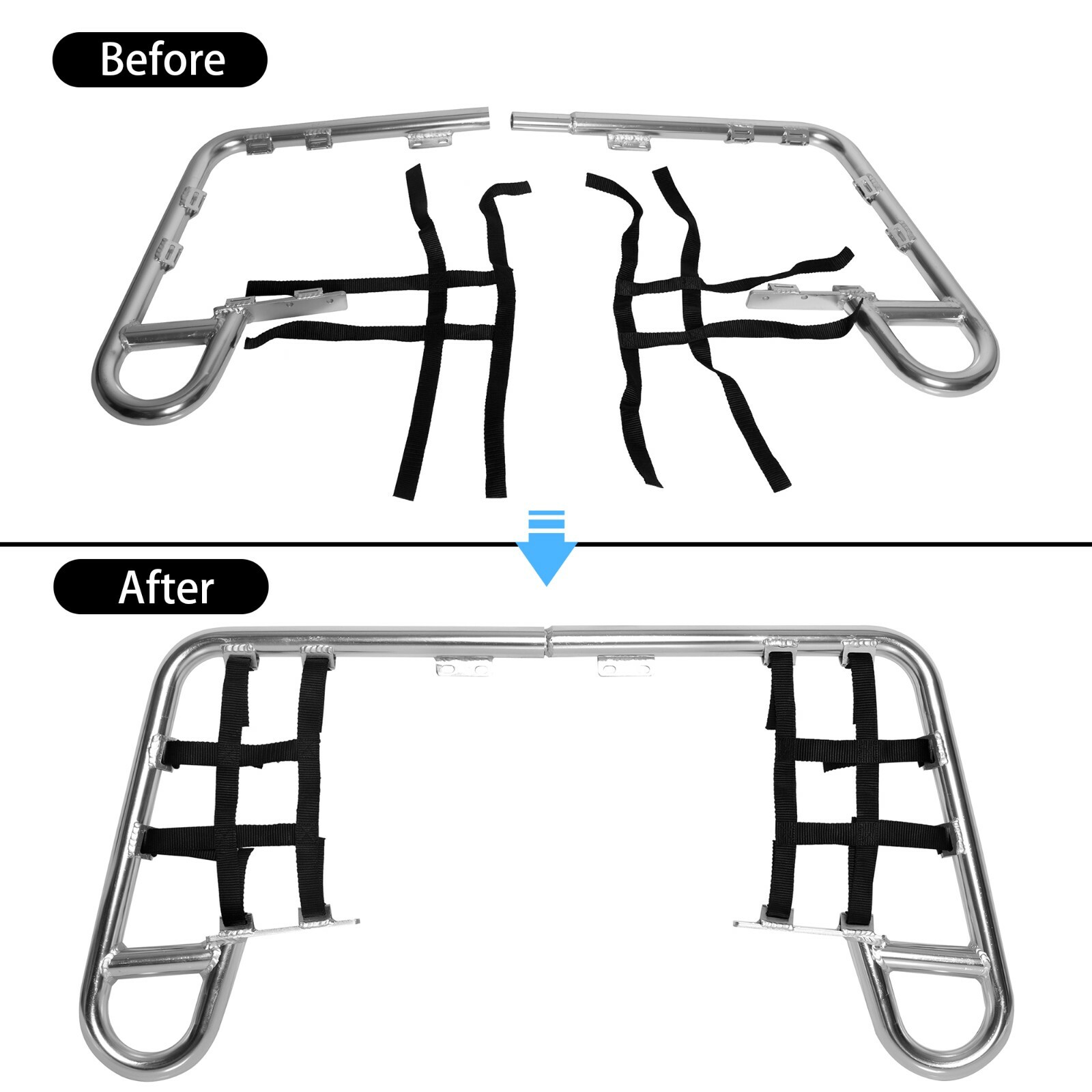 For Honda TRX 250X 1987-88 TRX 300EX 300X 93-09 Aluminum Silver Nerf Bars