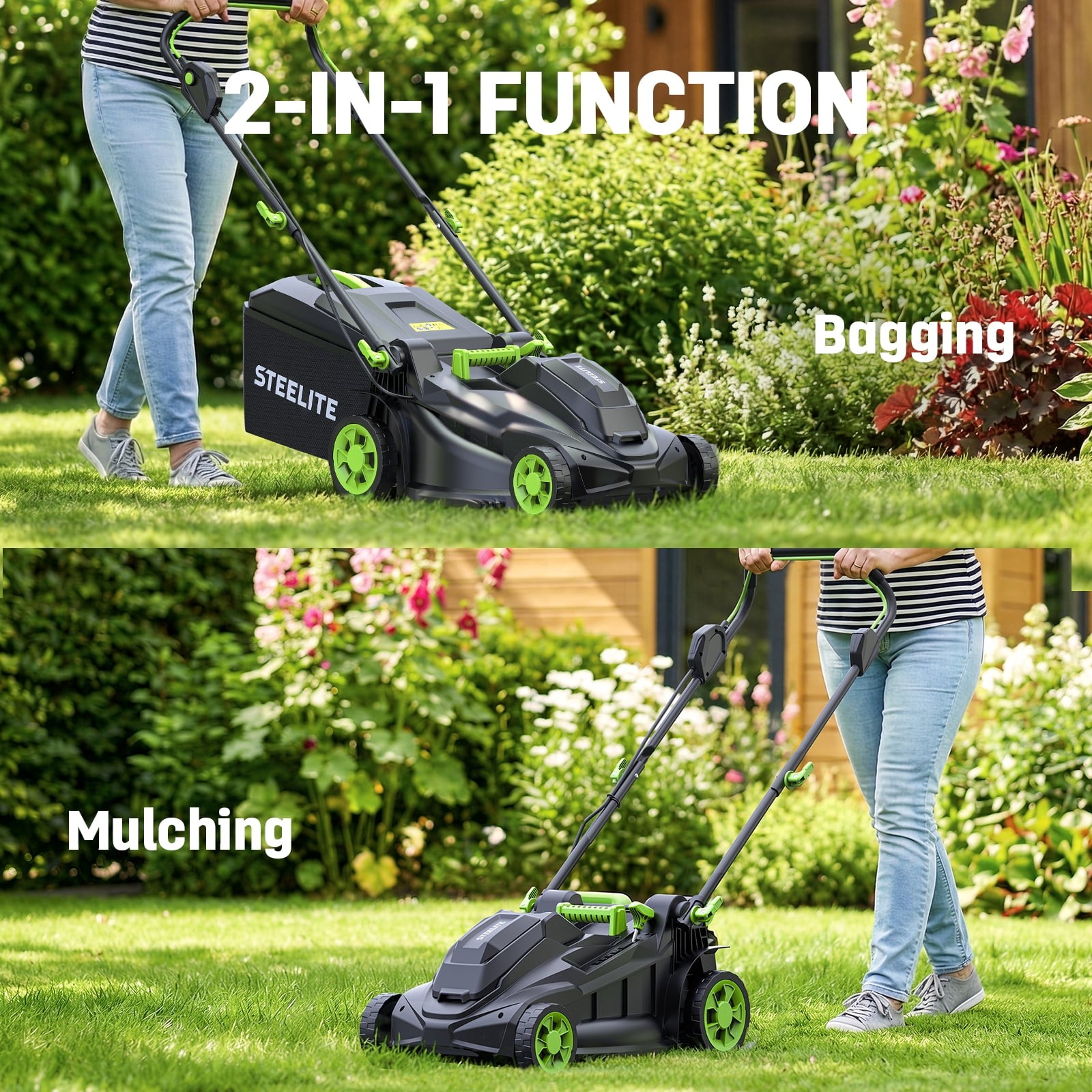 Steelite 42V (2x21V) 17 Inch Cordless Lawn Mower with 2x4.0 Ah Battery & Charger