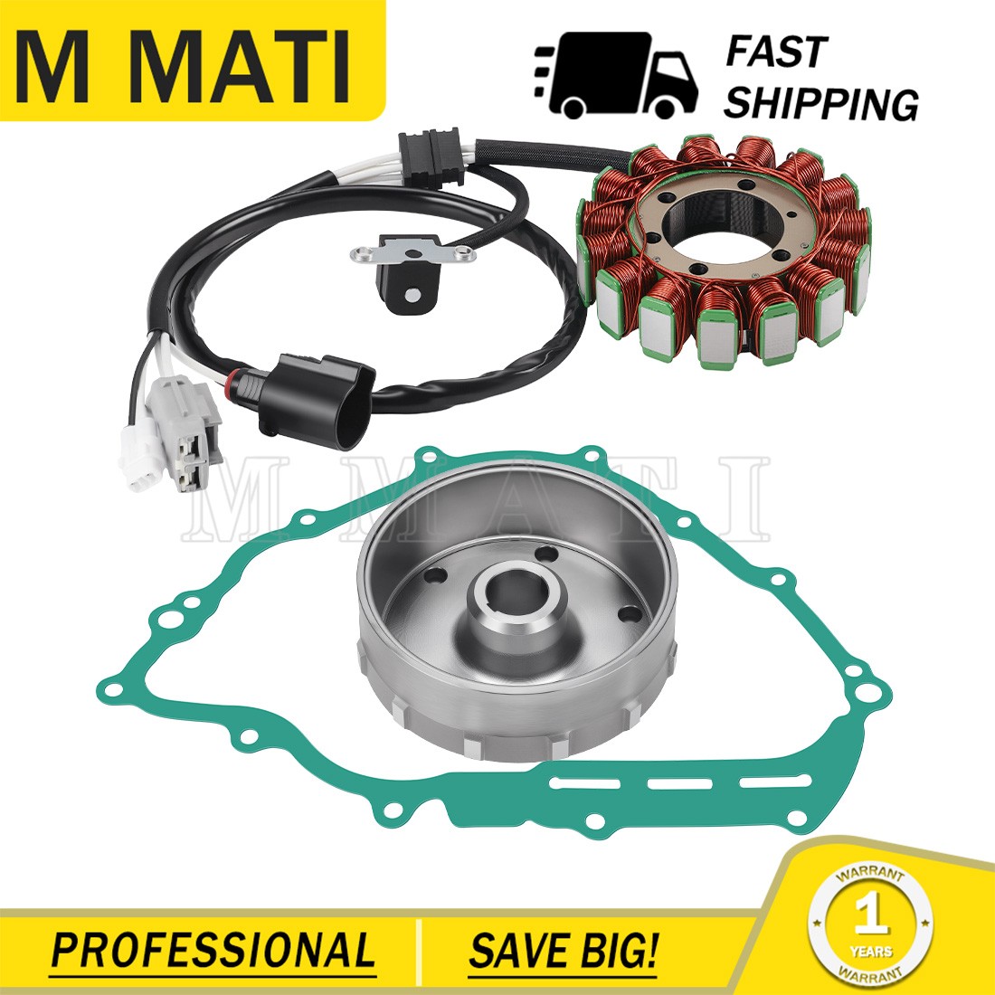 Flywheel Rotor + Stator + Gasket For Yamaha Rhino 700 YXR700 2008 2009 - 2013