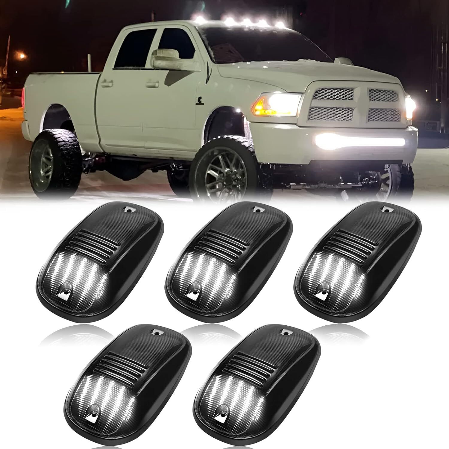 5x For Dodge RAM 1500 2500 3500 Smoked Rooftop Cab Running Marker Light LED