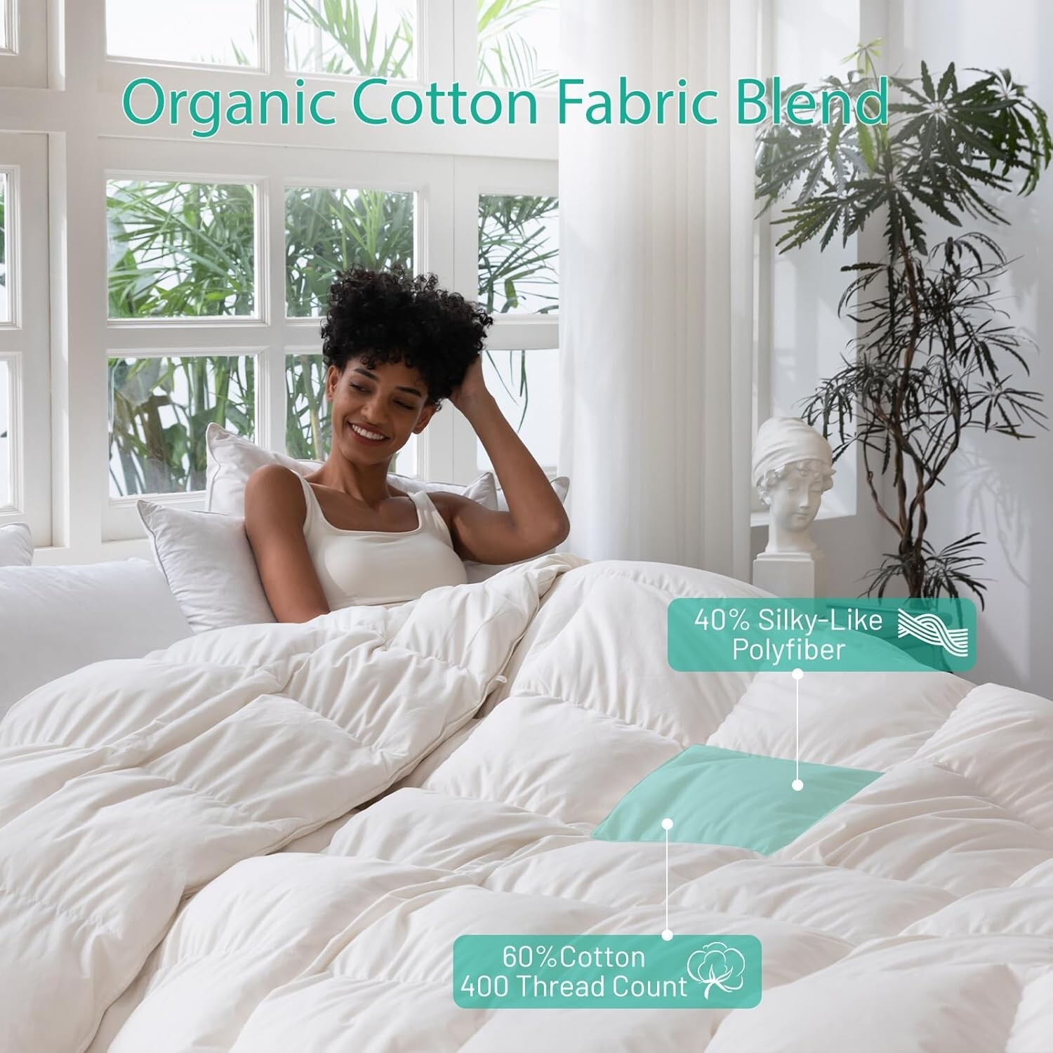 Three Geese Luxury Down Feathers Fiber White Comforter Queen Size