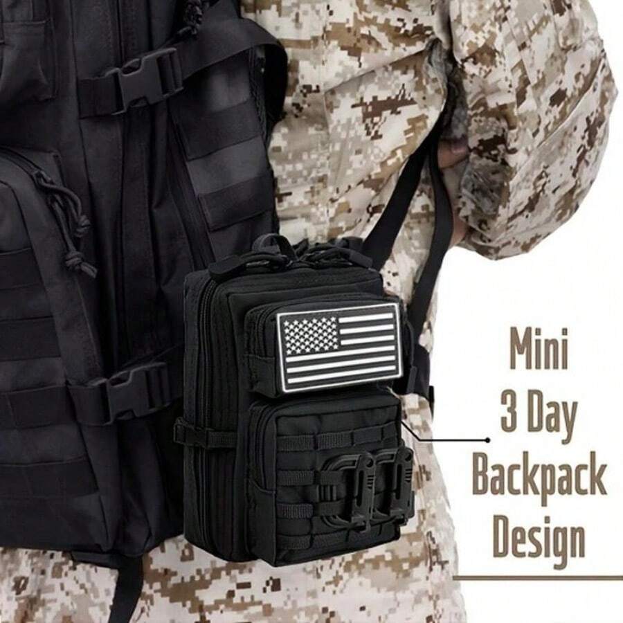 Tactical Molle Zippered Pouch EDC Waist Pack for Hiking