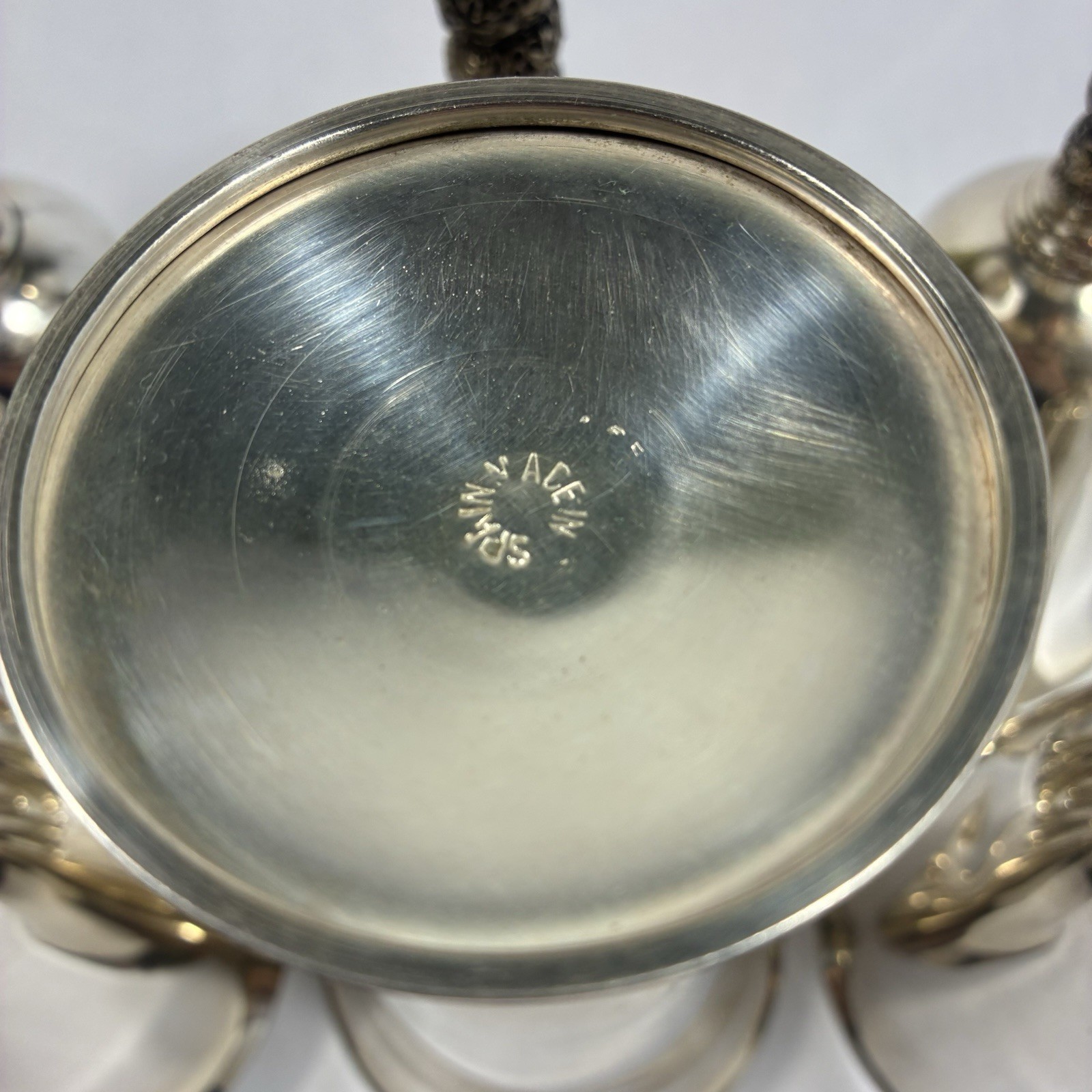 6 Vintage Silver Plated Wine Goblets Spanish Twisted Grapevine Stem Cups Clean