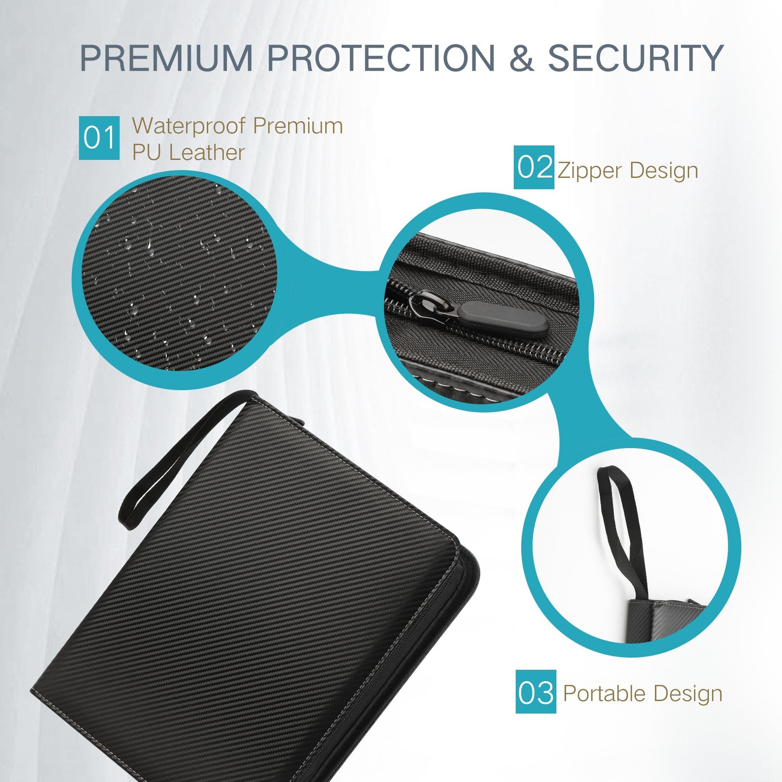 Trading Card Binder with Sleeves 9 Pocket Premium 720 Double Sided Pocket PU ...