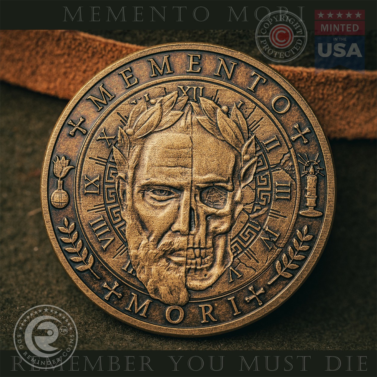Memento Mori Coin | EDC Reminder Coins | Daily Stoic Coins | Worry Medallion