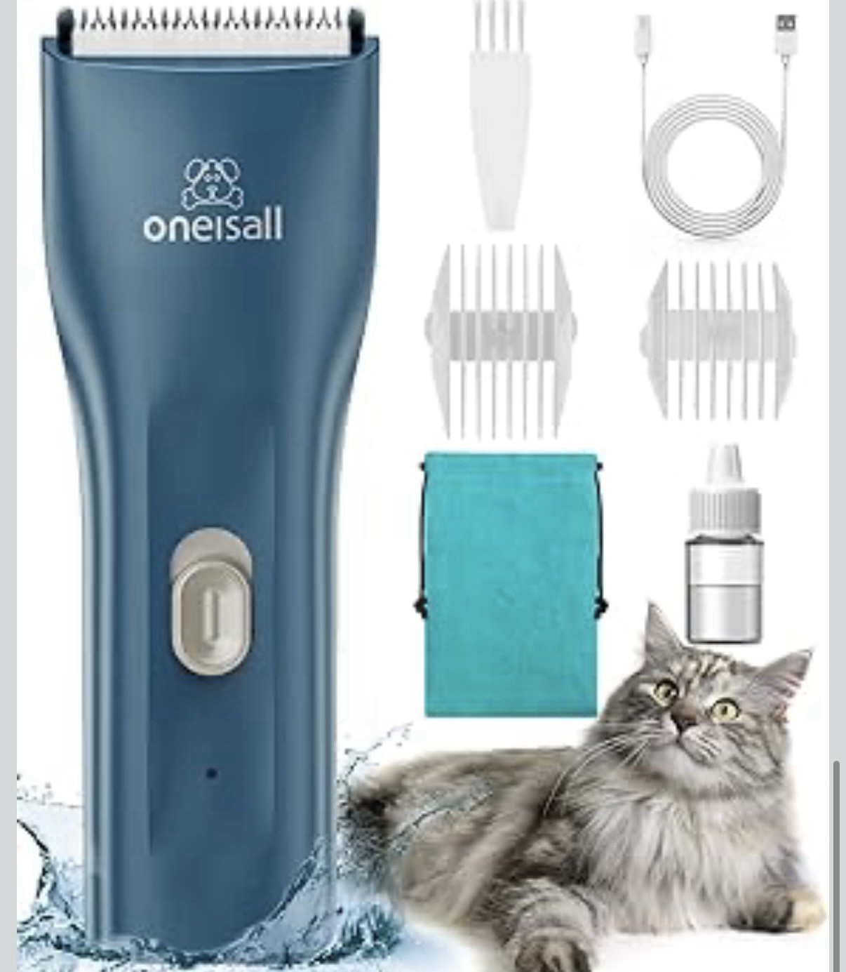 oneisall Cat Clippers Cordless Waterproof Quiet Pet Shaver for Matted Hair