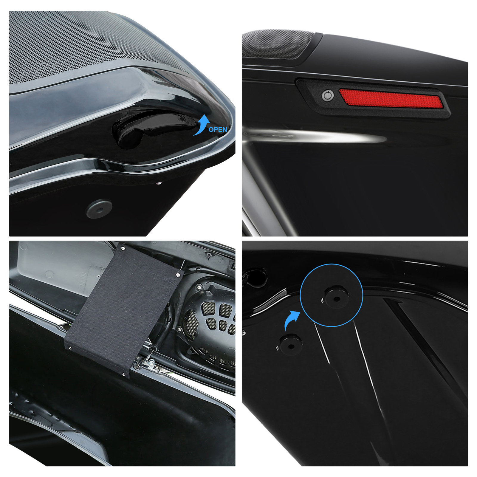 Black 4" Extended Hard Saddlebags Fit For Harley CVO Street Road Glide 2014-2024