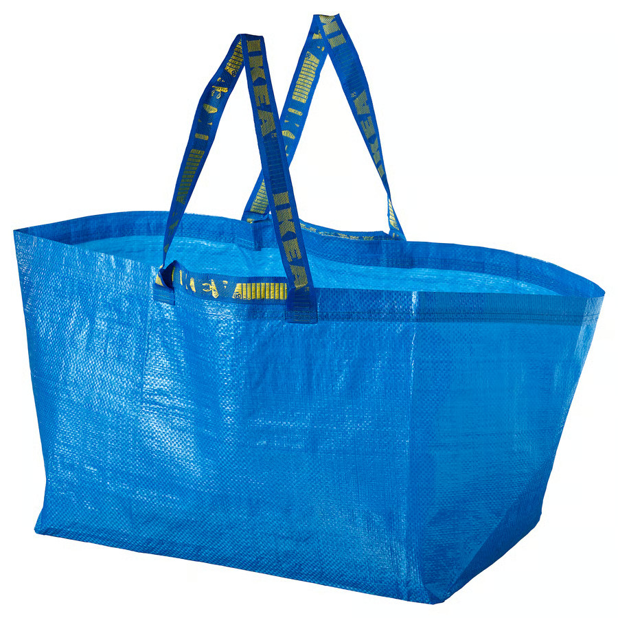 IKEA Frakta Large Size Shopping Bag Blue Sturdy Laundry Grocery Durable-19Gal