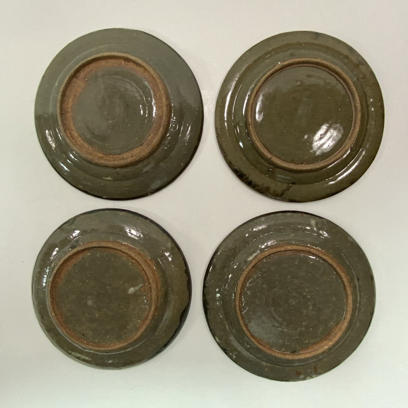 4 Vintage Abuja School Earthenware plate,Nigeria Africa 20th c Glazes Varying