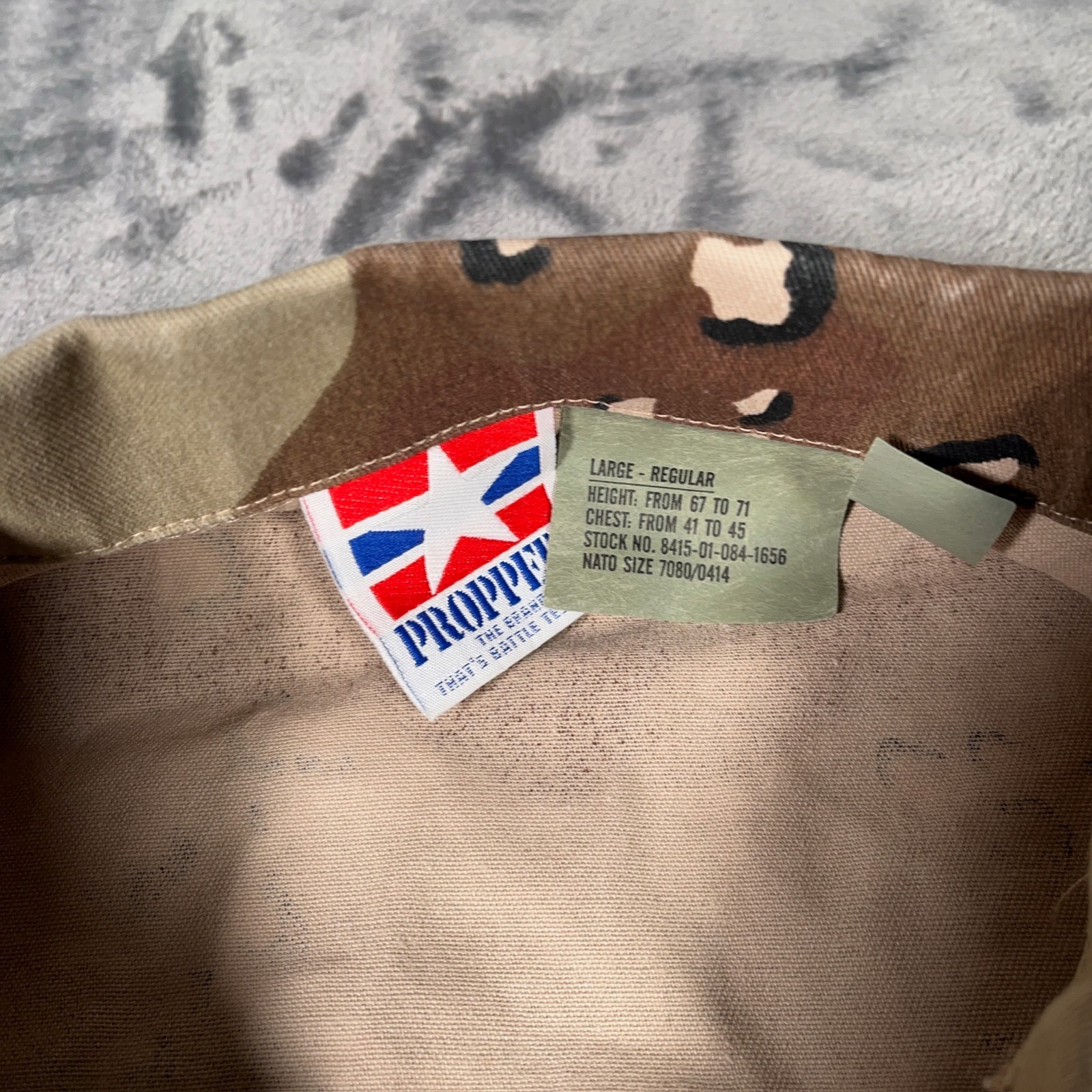 Vintage US Military Desert Camo Combat Coat Mens Large Regular Chocolate Chip 90