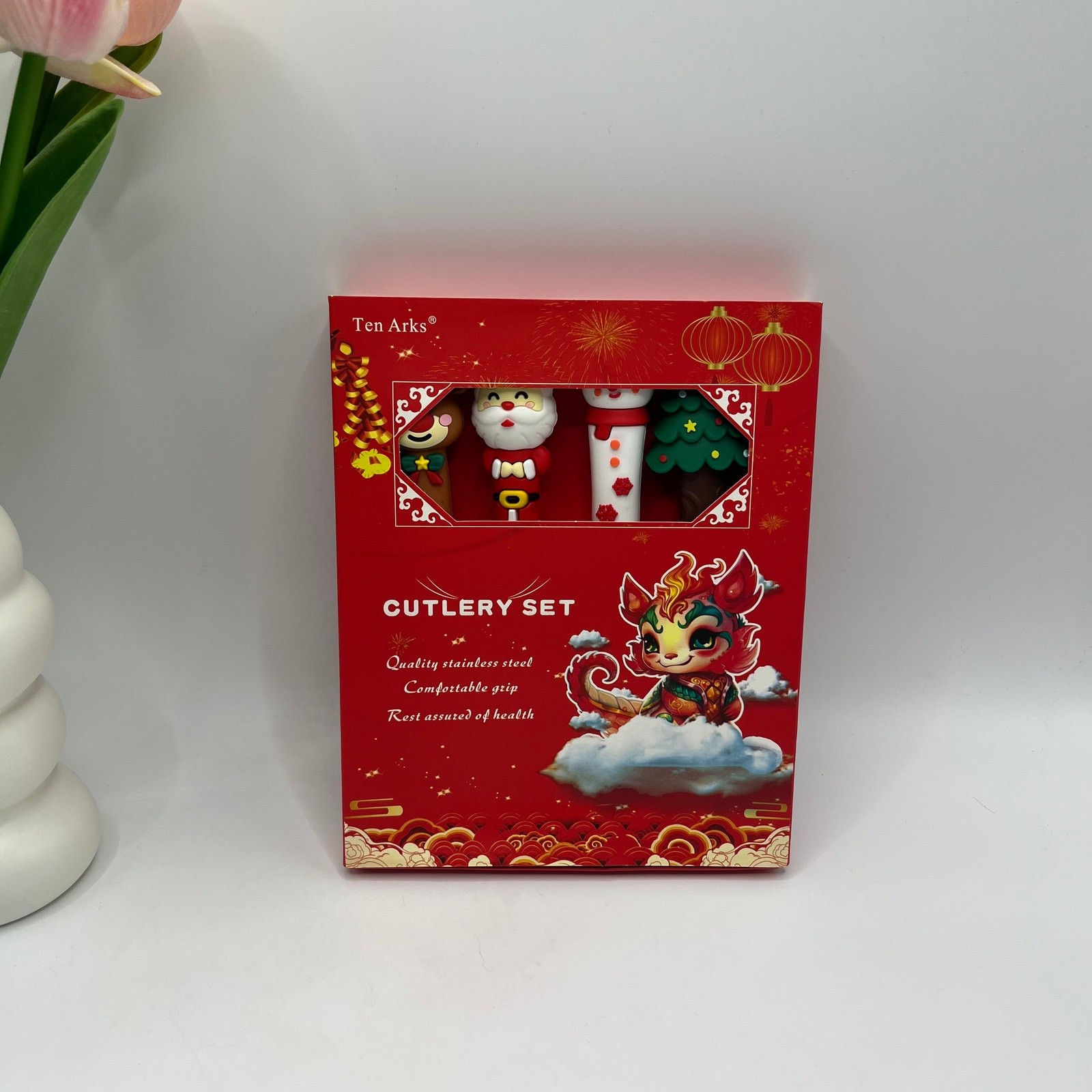 Cartoon Christmas Spoon & Fruit Fork Set - Christmas Gift / New Year Gift