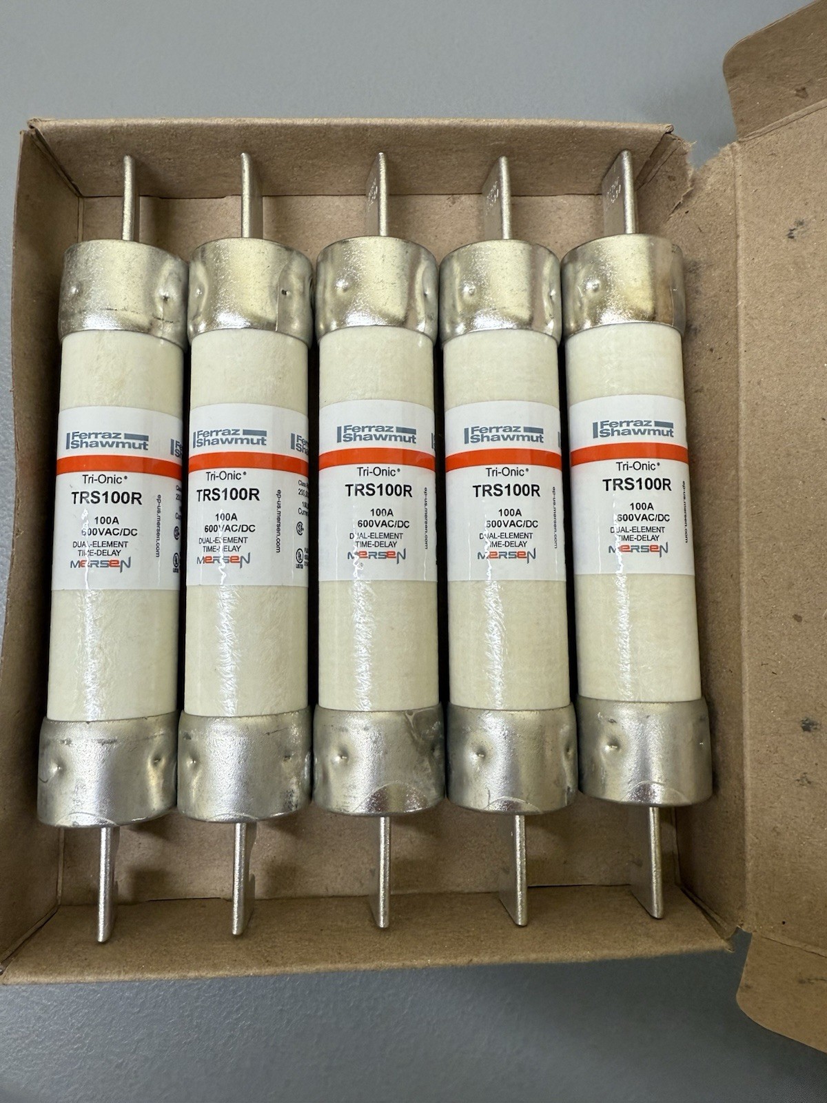 5 Mersen Ferraz Shawmut TRS100R Tri-Onic Time Delay Fuses 100 Amp 600v Class RK5