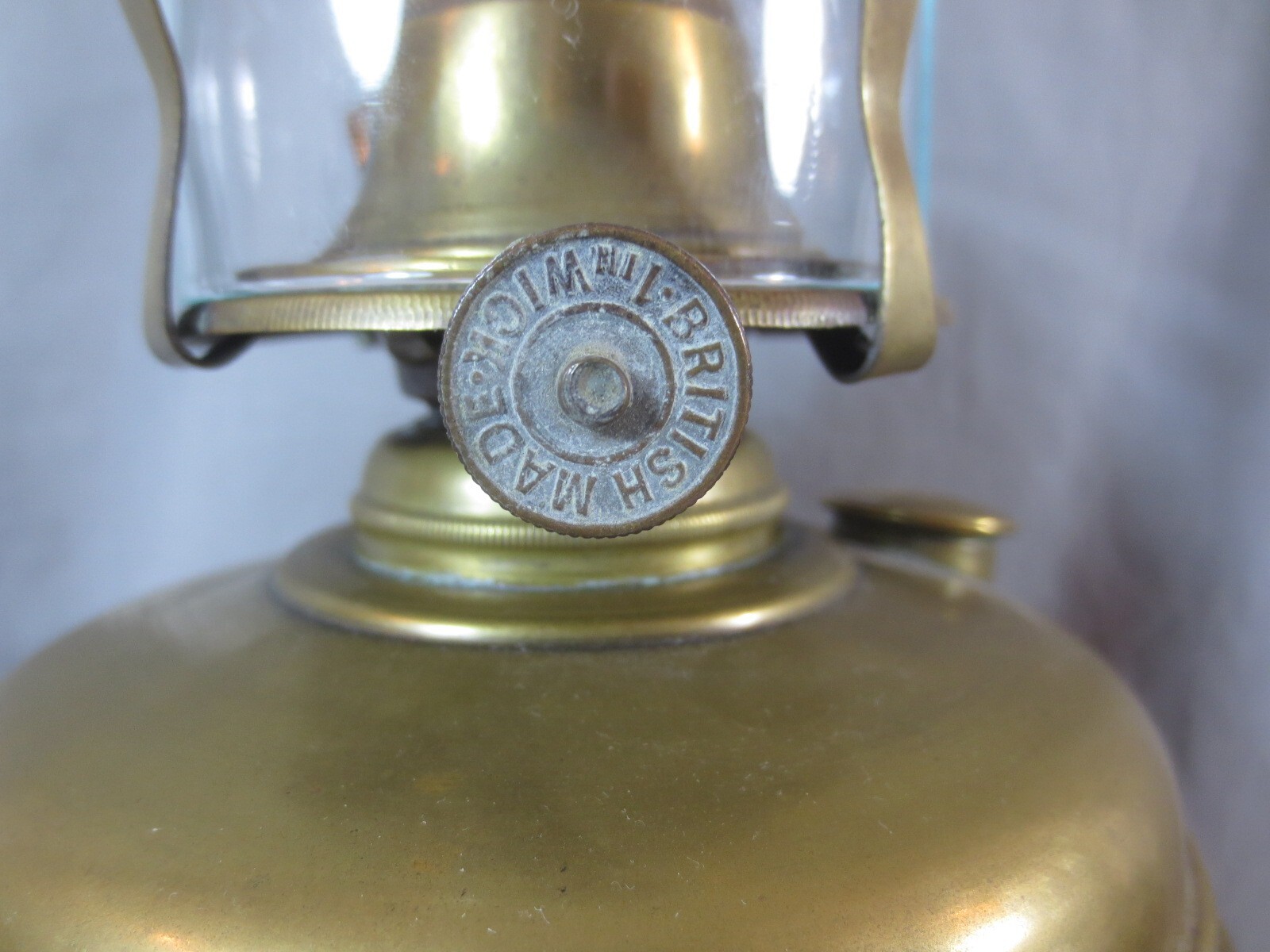 Antique Vintage British Made Oil Lamp & Chimney Shepards Hut Farmhouse