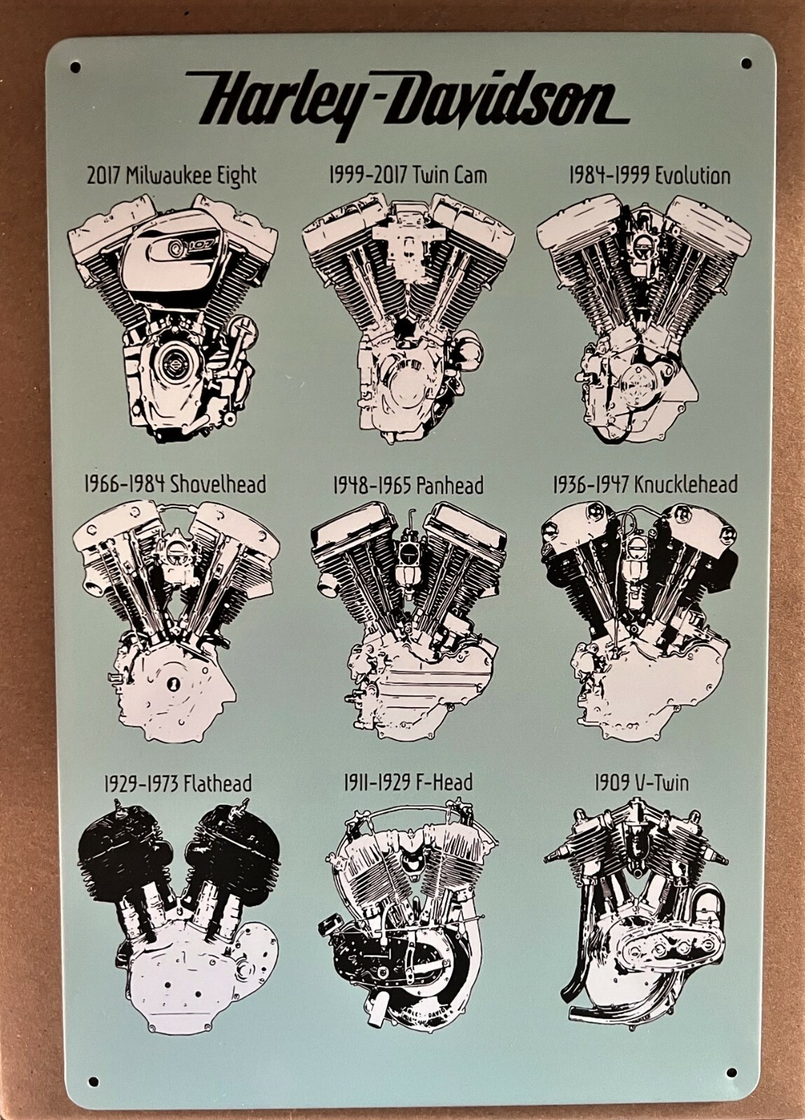 Hog Engine Tin Sign (Panhead Knucklehead Fatboy Sportster Twin Bobber) MPD1