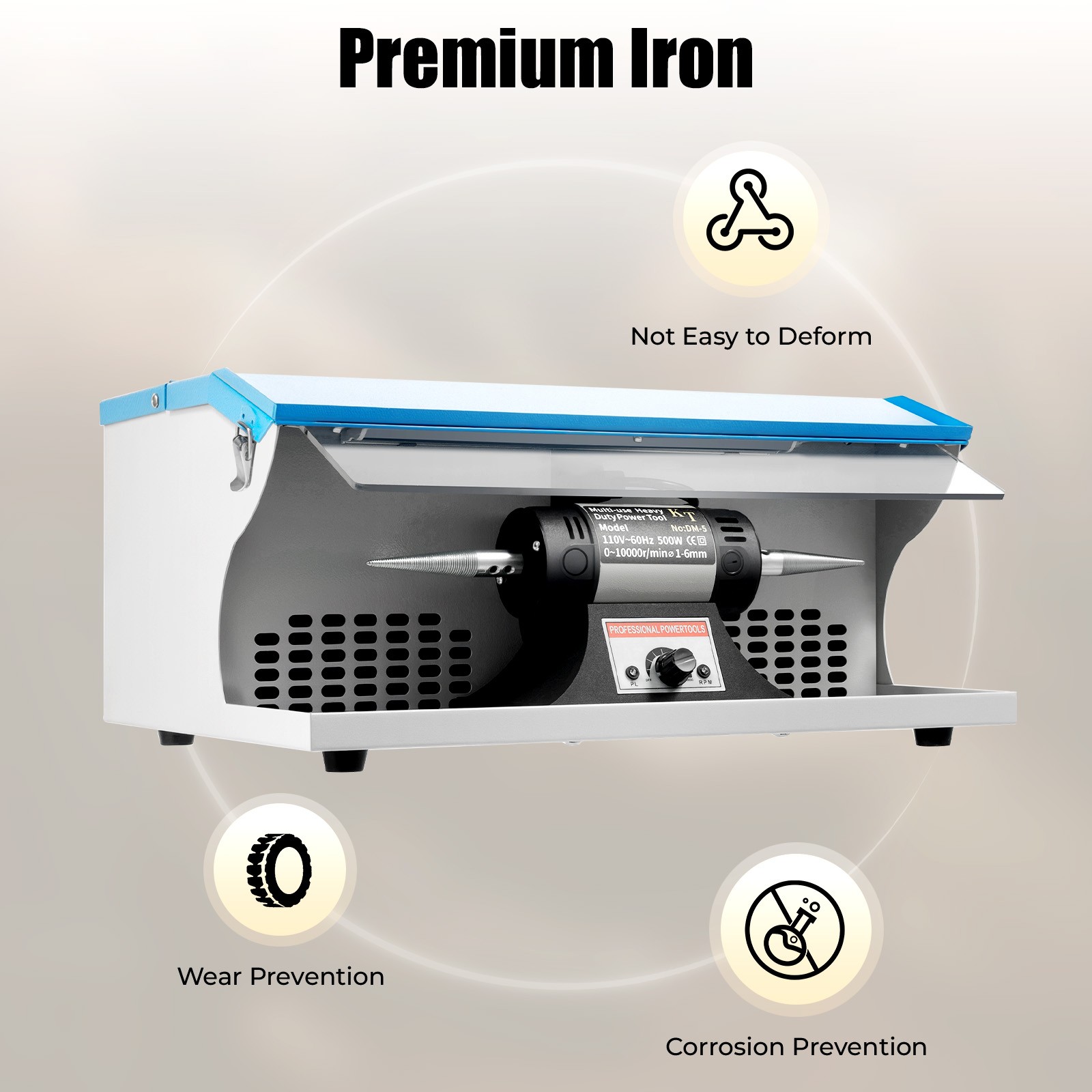 Benchtop Polishing Buffing Machine Jewelry Polisher Dust Collector W/ Light 200W