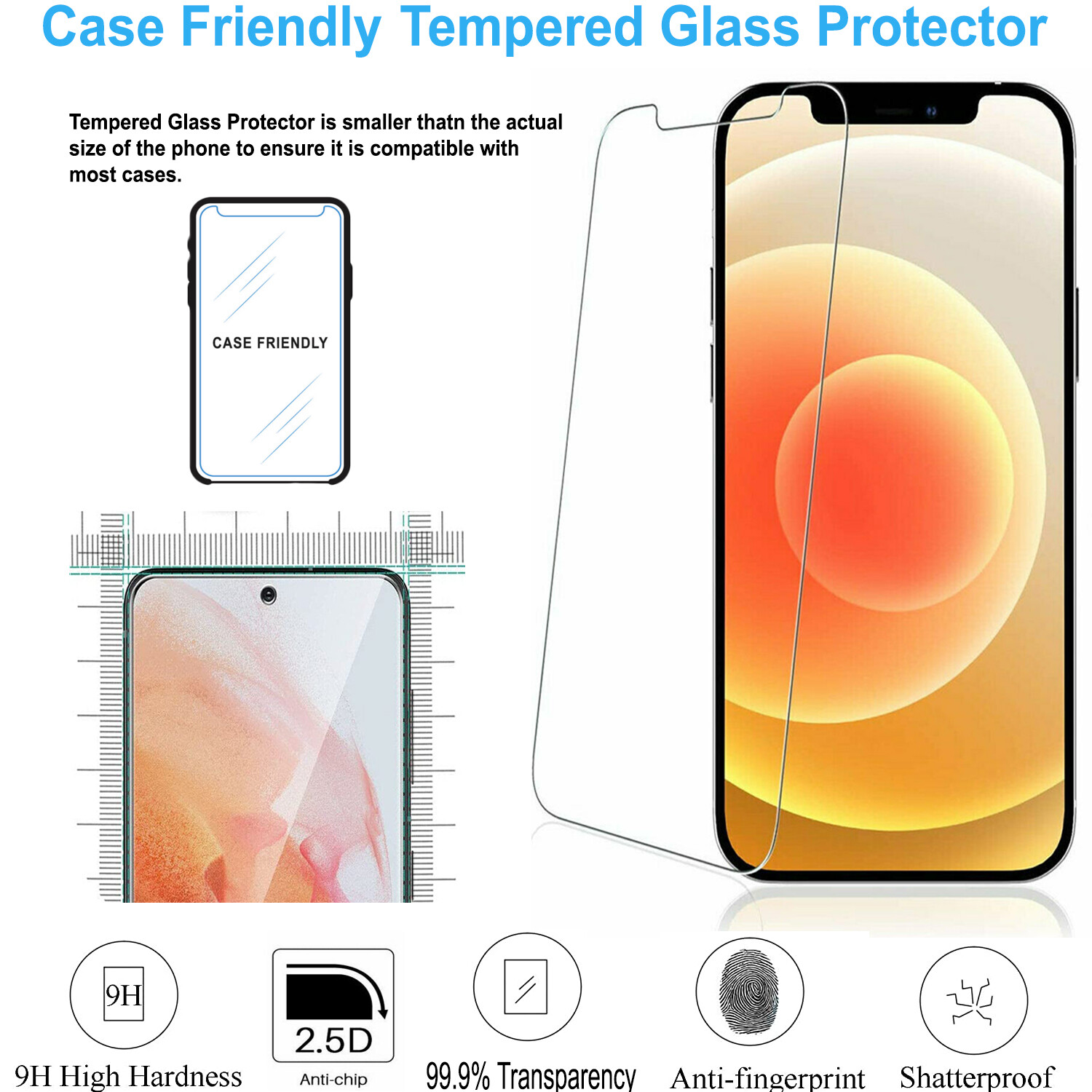 For Samsung Galaxy A14 5G A13 A03s A04S A53 A54 A32 A23 A12 Case+ Tempered Glass