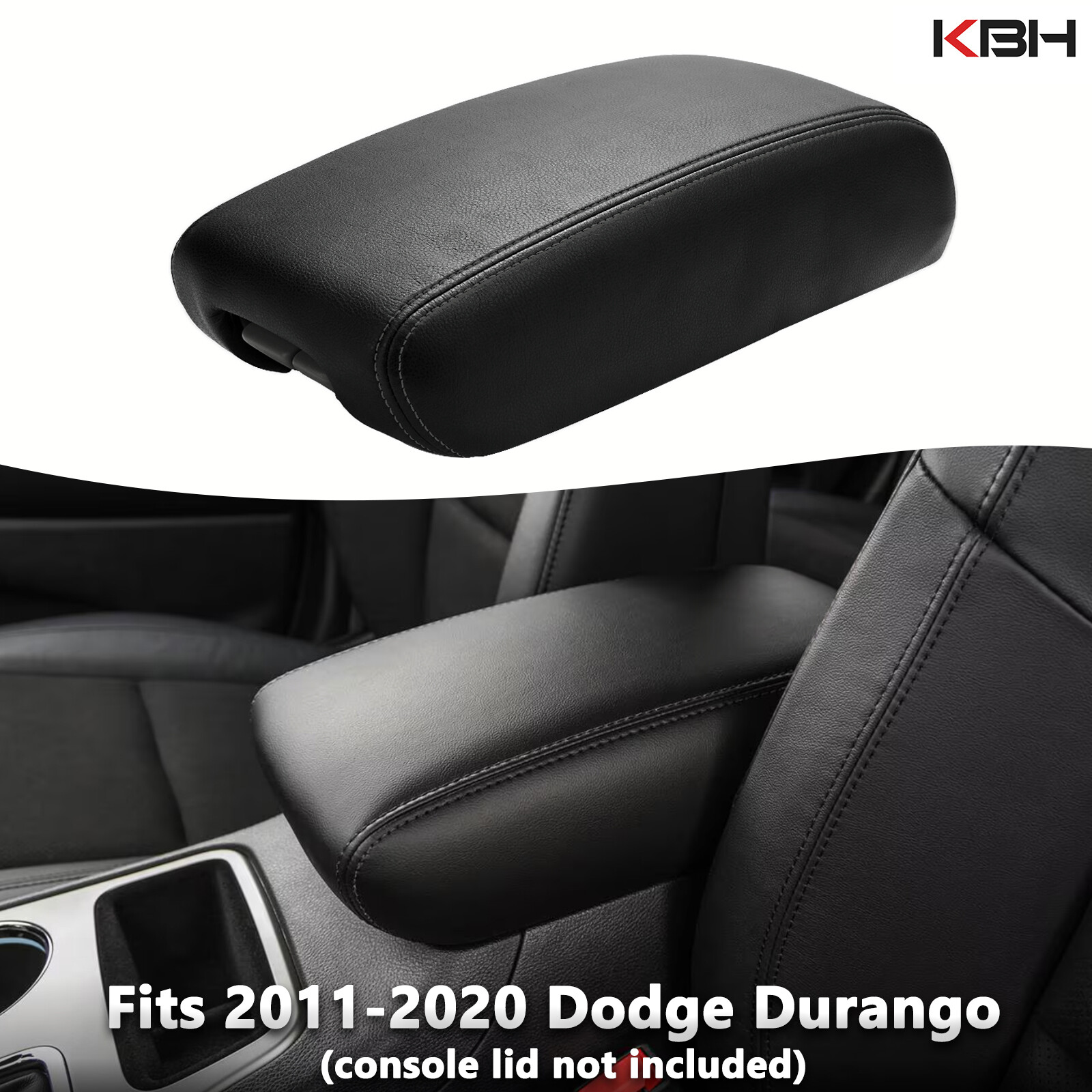 Fits 2011-2020 Dodge Durango Leather Center Console Lid Armrest Cover Black