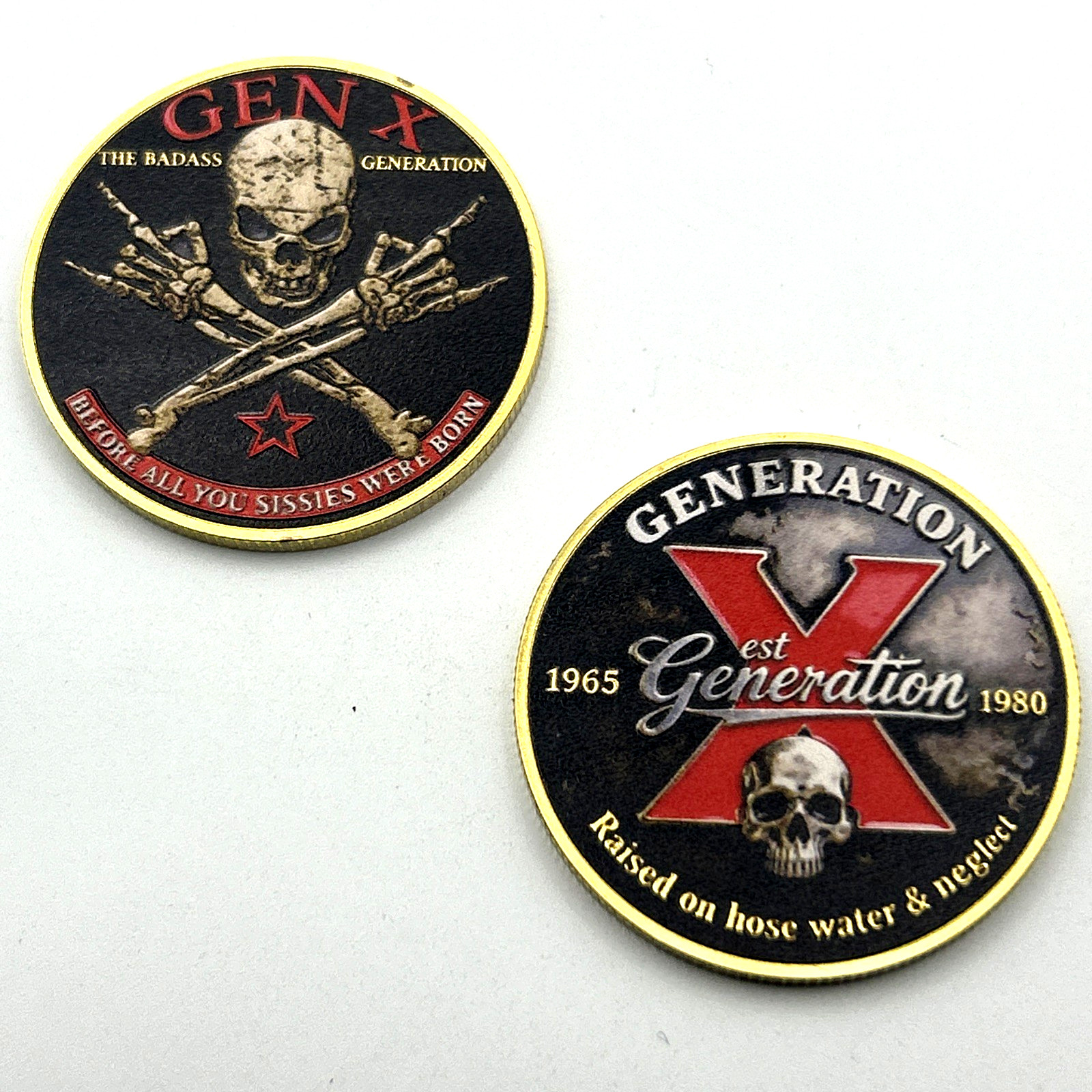 GEN-X 1965-1980 Skull *BADAS$ Generation Challenge Coin Collectible Medal