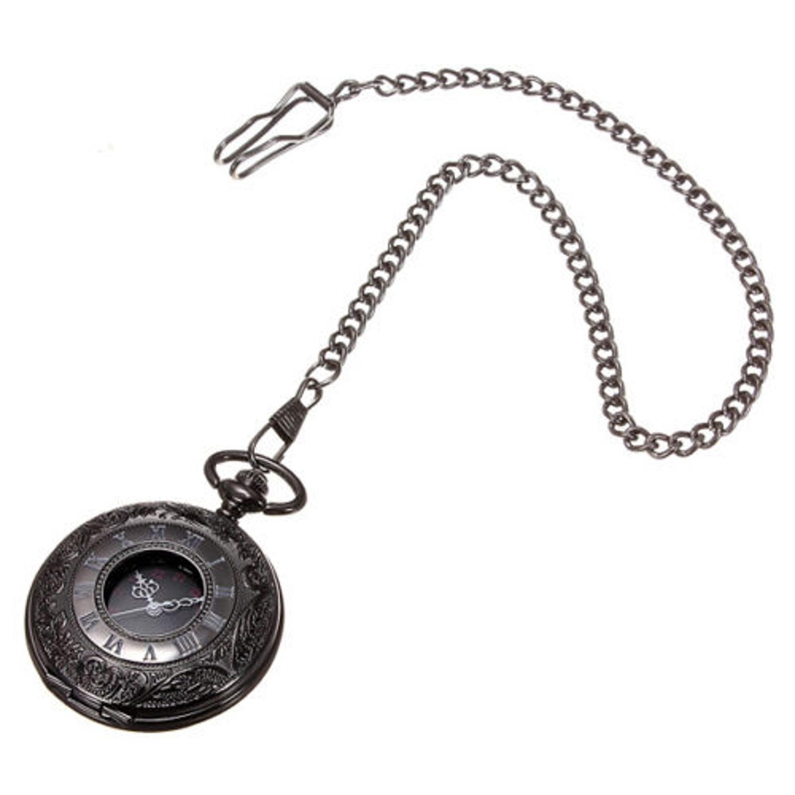 Retro Steampunk Pocket Watch Vintage Quartz Pendant Necklace Chain Gift