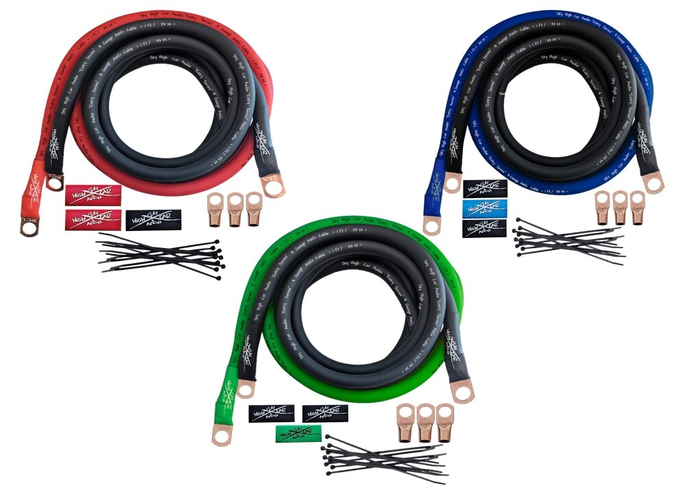 Sky High Car Audio E-Series 4 Gauge Big 3 RED/BLACK Electrical Wiring Kit