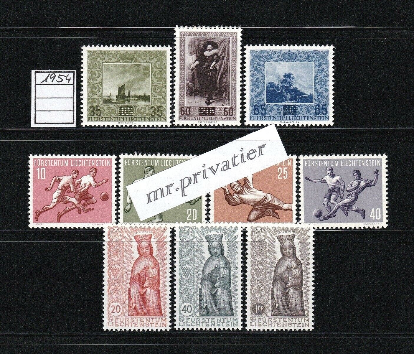 LIECHTENSTEIN 1954 - Complete Year.  MNH.  €180