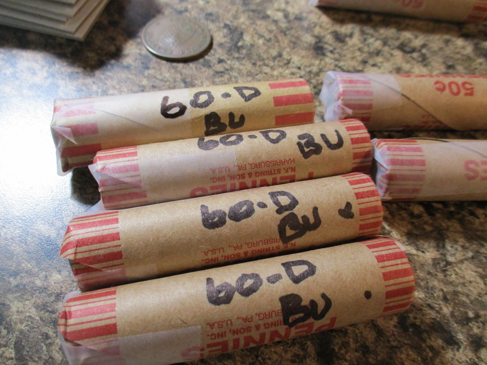 1960-D LINCOLN CENT ROLL GEM BU LARGE DATE        XO