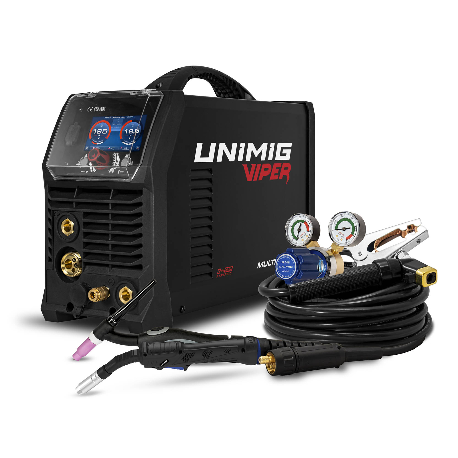 UNIMIG Viper Multi 195 Max Mig Tig Stick Welder HF DC Smart Set 10A Torch U11011