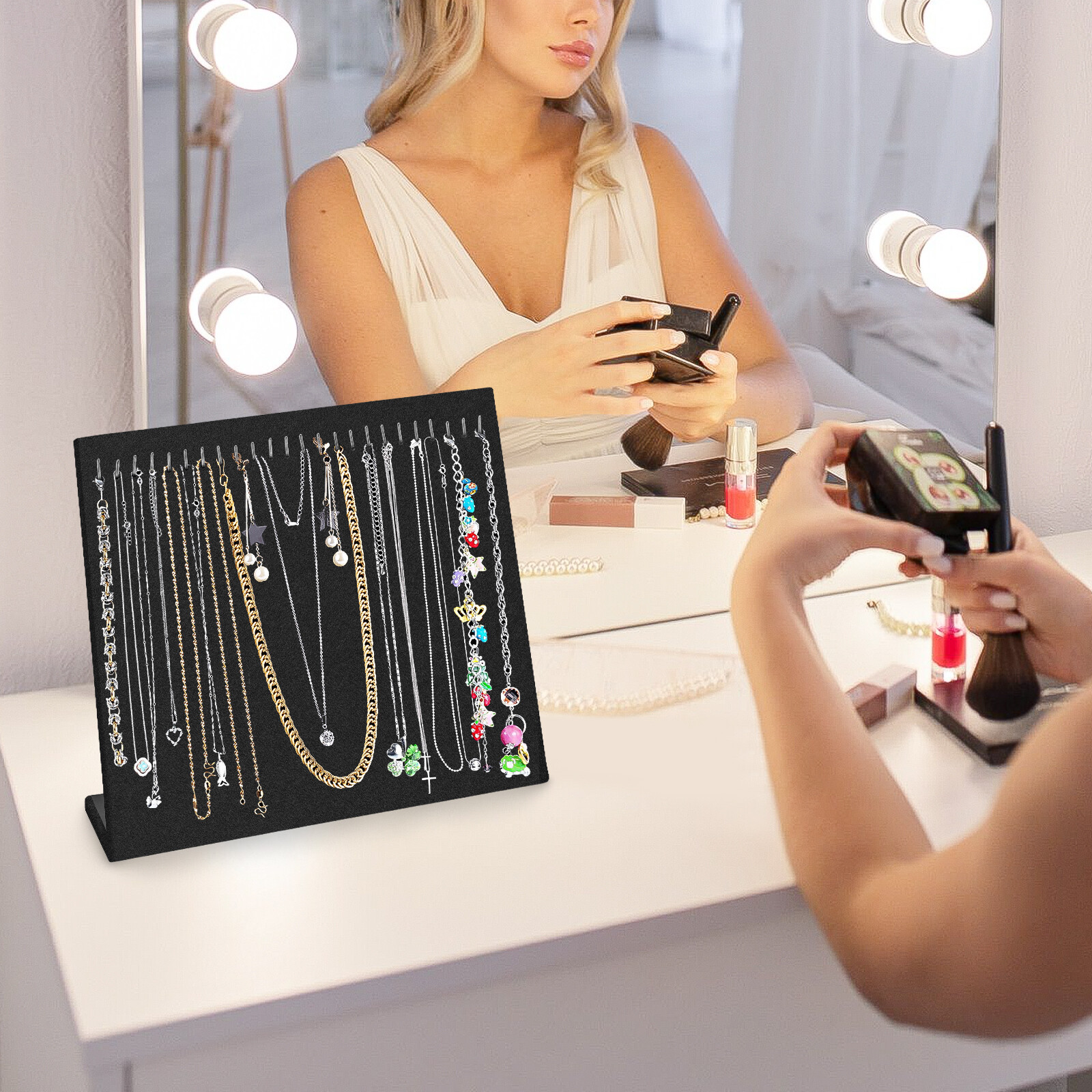 Velvet Necklace Display Stand for Selling Jewelry Chain Storage Organizer Holder