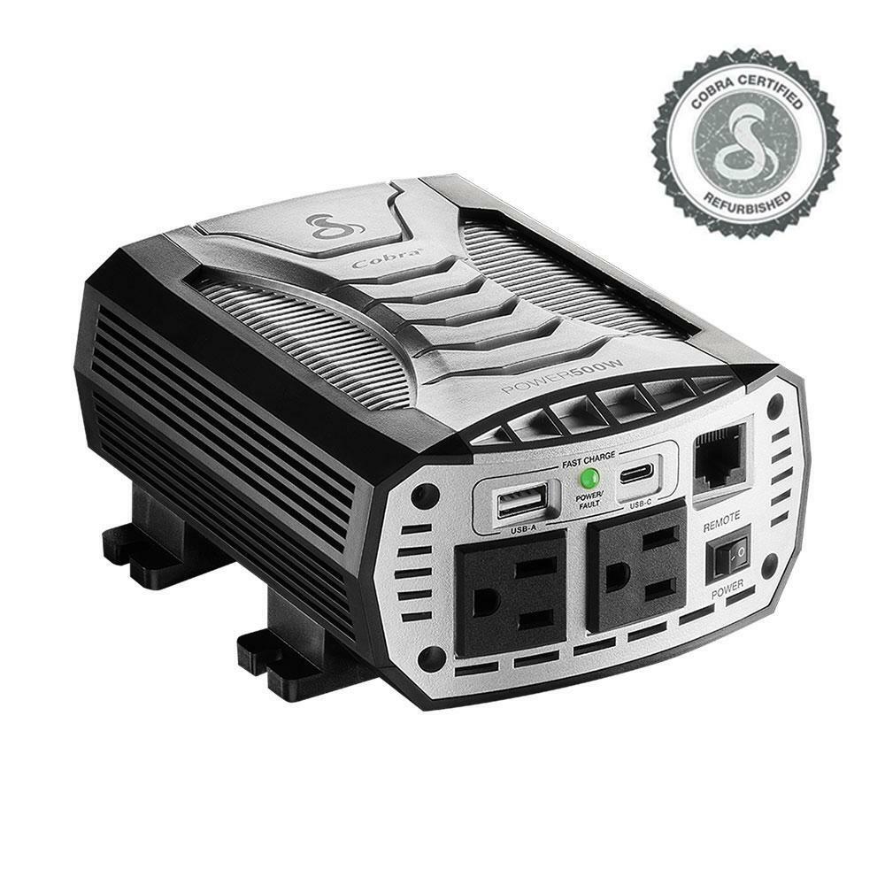 Cobra Power 500W Power Inverter Portable Car Charger Certified Refurbished