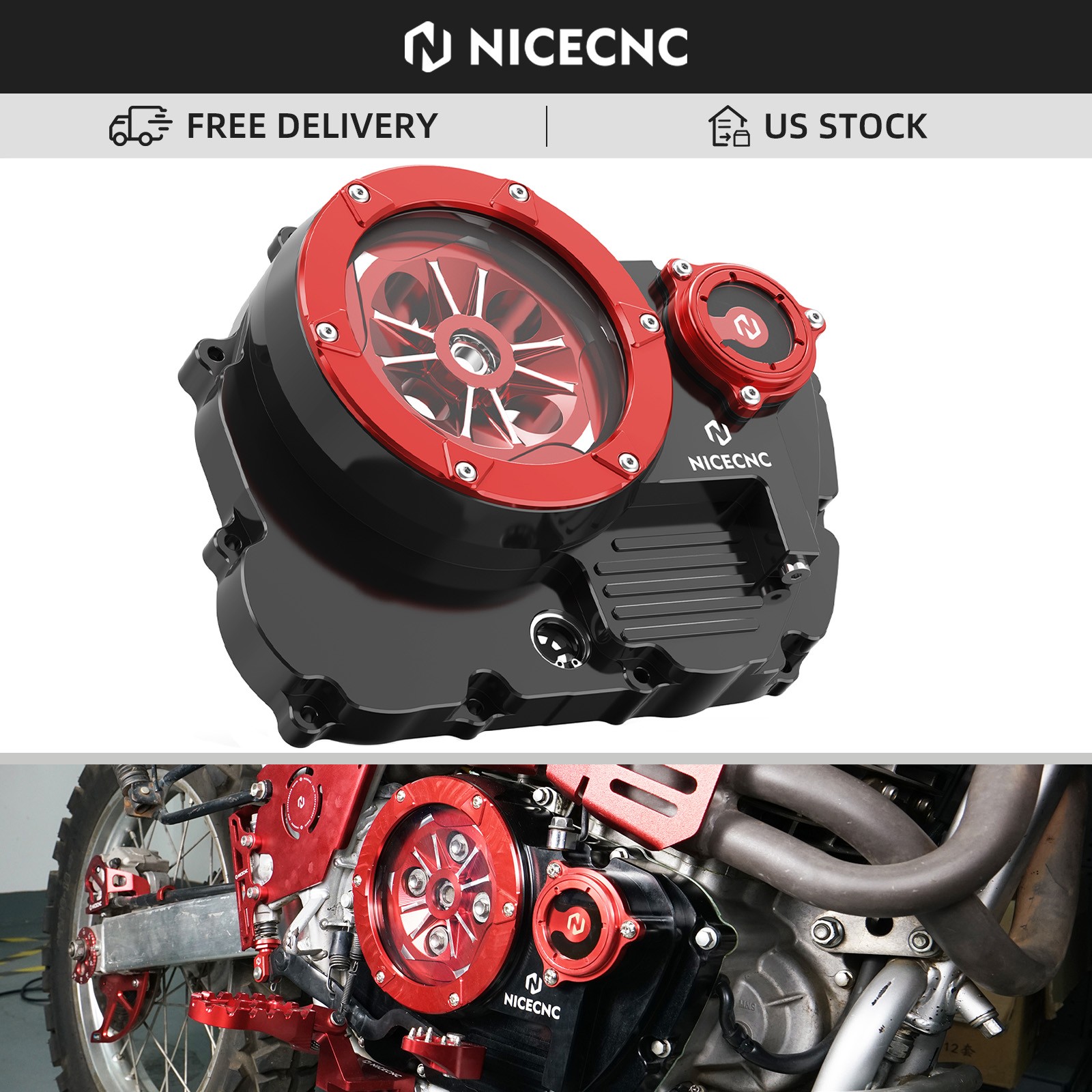 For Honda XR650L 1993-2025 NICECNC Transparent Clutch Cover Oil Filter Cap Guard