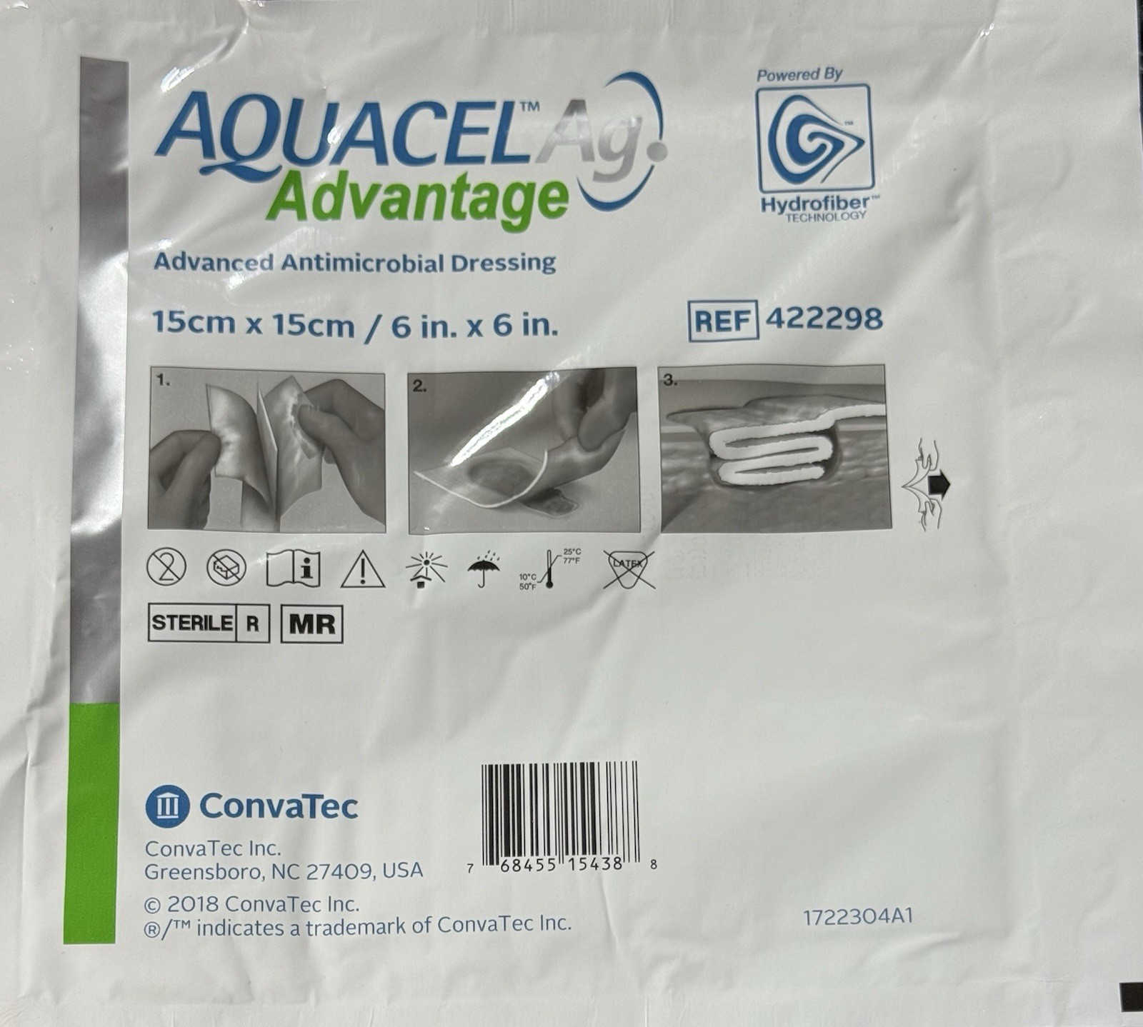 (5) NO BOX Aquacel Ag Advantage 6x6 Inch Advanced Antimicrobial Dressing 4/2027