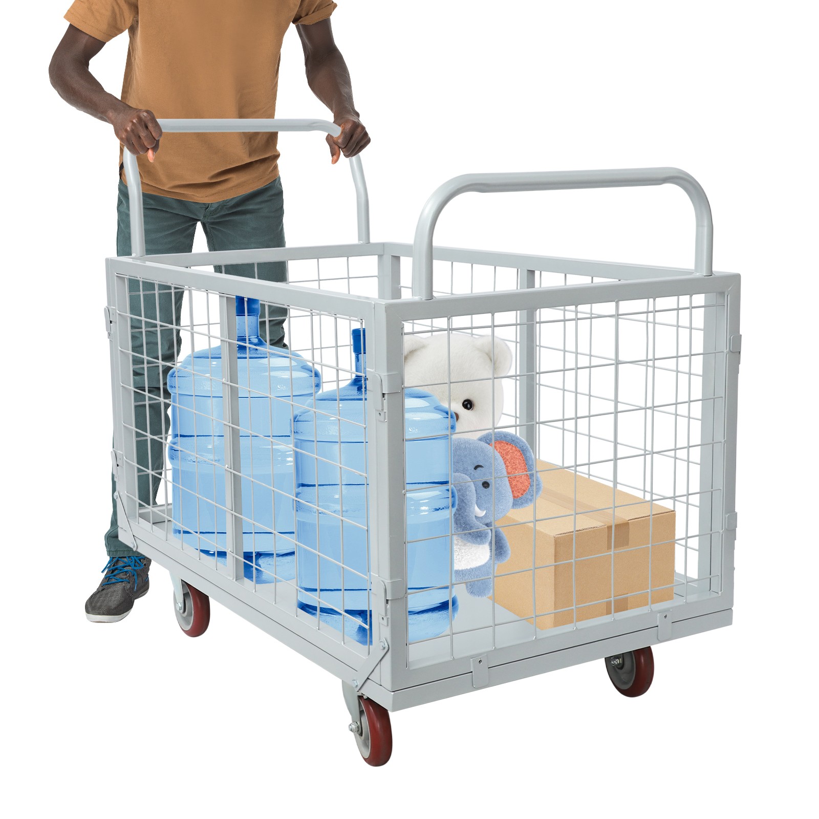 Platform Truck Cart 4-in-1 Heavy Duty Platform Truck Cart 816kg/1800 lbs Silver