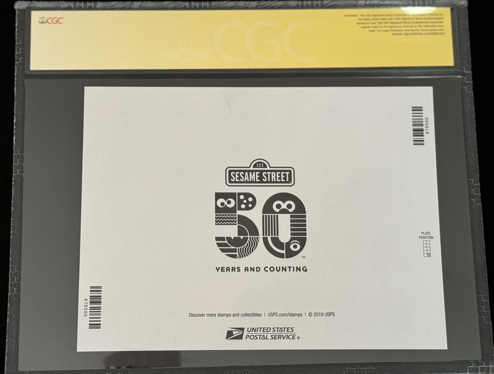 Sesame Street 50th Anniversary Uncut Stamp Sheet CGC Signed Caroll Spinney