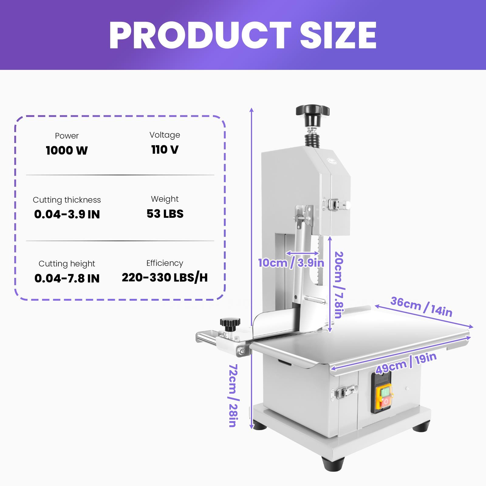 1000W Bone Saw Meat Cutter, Electric Steel Bone Saw Machine for Butchering Beef