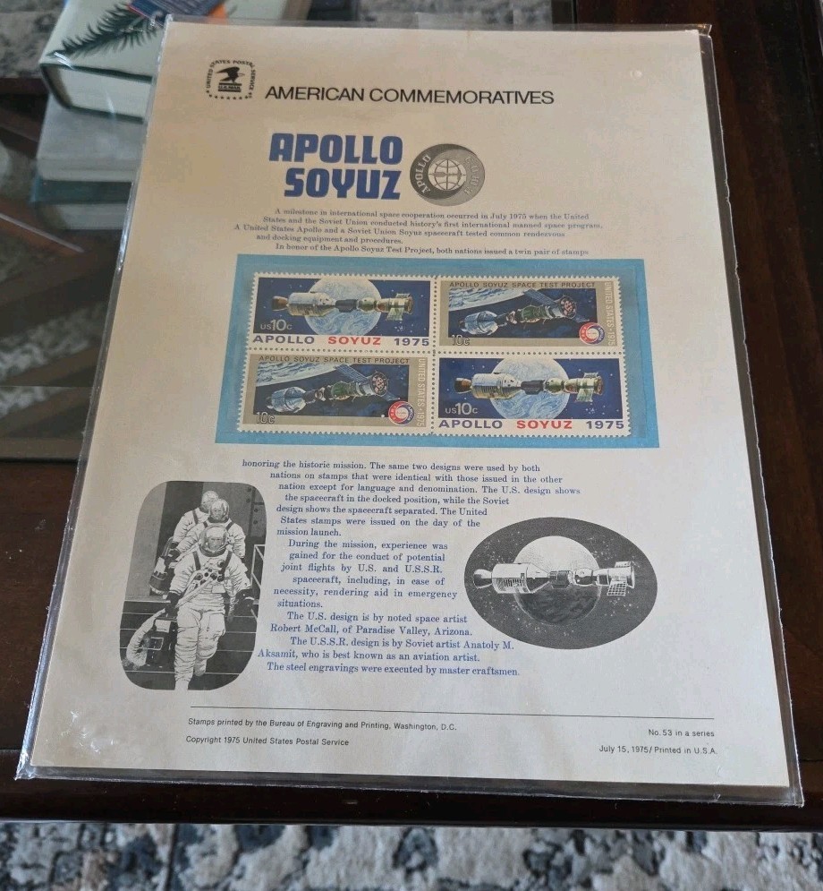 1975 Apollo Soyuz space test project CP53 commemorative panel 53 MNH Sc 1569a