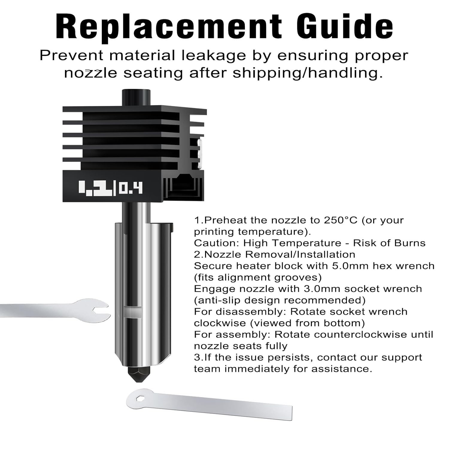 Upgraded 2Pcs 0.4mm H2D/H2S/H2C/P2S Hotend Kit for Bambu Lab H2 Series/P2S 3D...