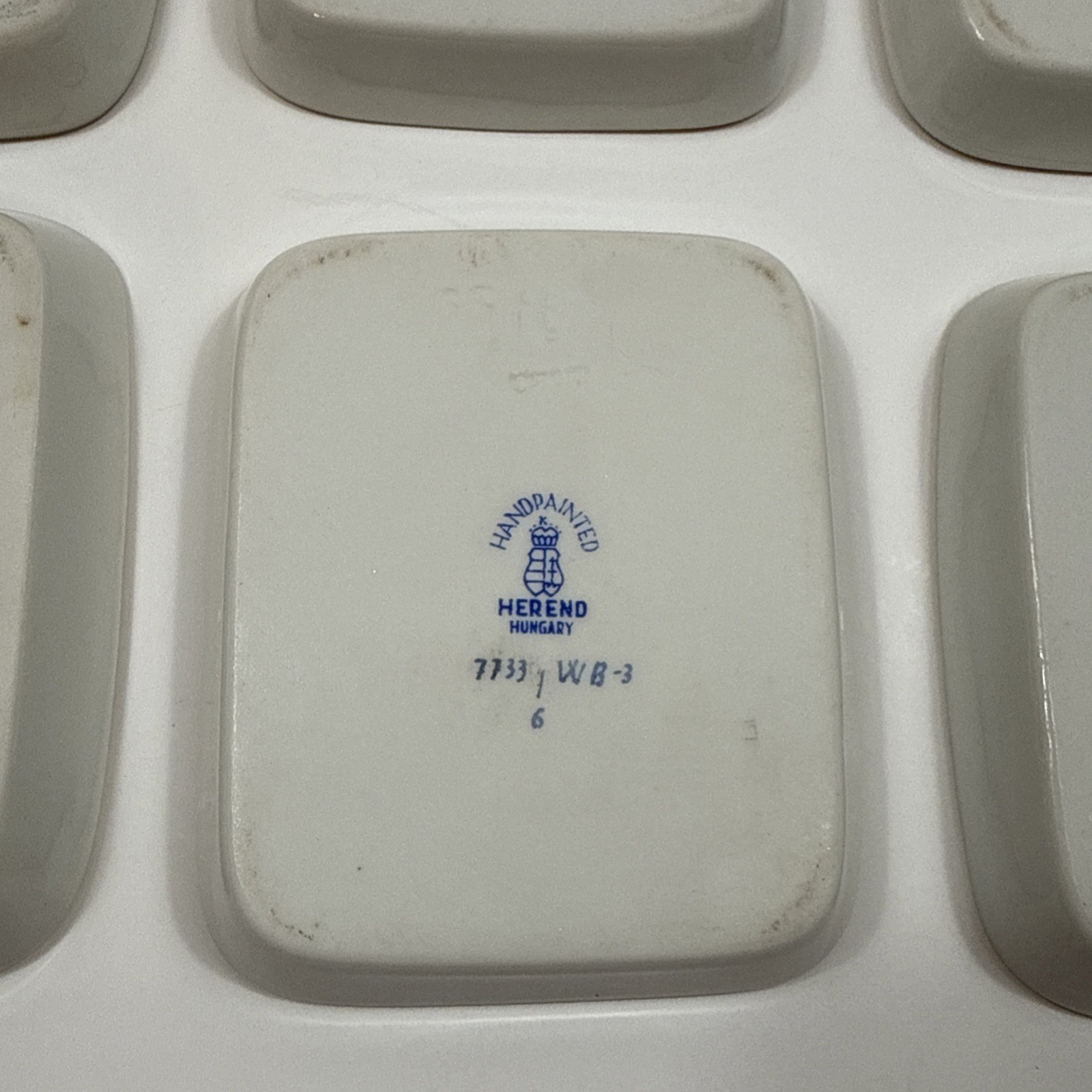 Set of 6 Herend Waldstein Porcelain Miniature Rectangular Pin Trinket Trays
