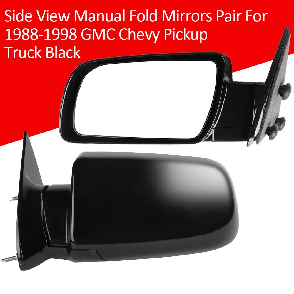 Side View Manual Fold Mirrors Pair For 1988-1998 GMC Chevy Pickup Truck Black