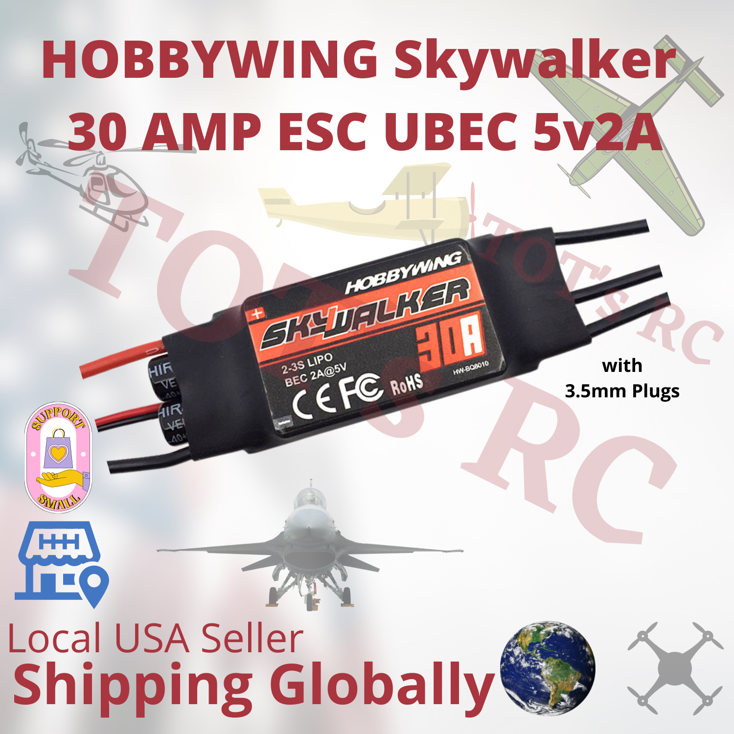 Hobbywing Skywalker 12A 20A 30A 40A 50A 60A 80A 100amp ESC 2-6s w/BEC