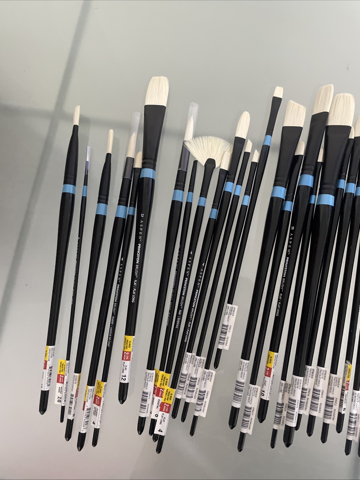 LOT OF 49 - Princeton Aspen Long Handle Oil Acrylic Synthetic Paint Brushes