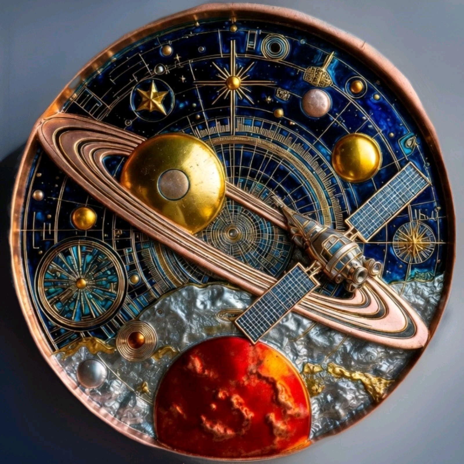 10 Oz Fine Copper .999 Space Universe Colorized In CAPSULE PRESALE