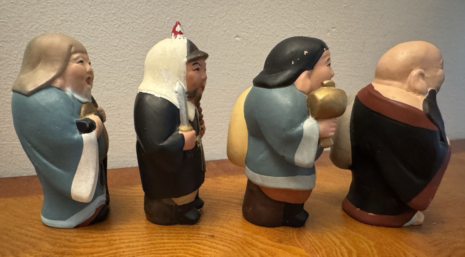 Vintage ~ Hakata Mimasu Dolls ~ Japanese 7 Lucky Gods ~ Porcelain 4 1/2" Figures