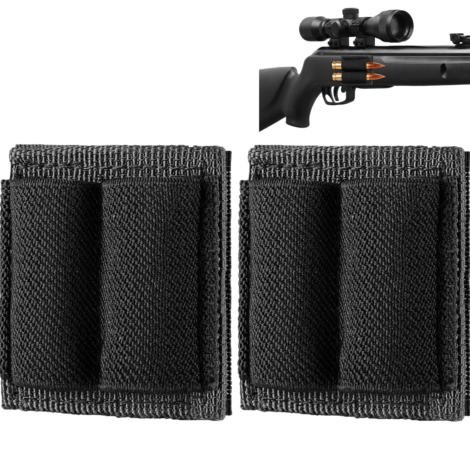 2PCS 2 Round Bullet Holder for Rifle Ammo Holder Bullet Keeper with Hook & Loop