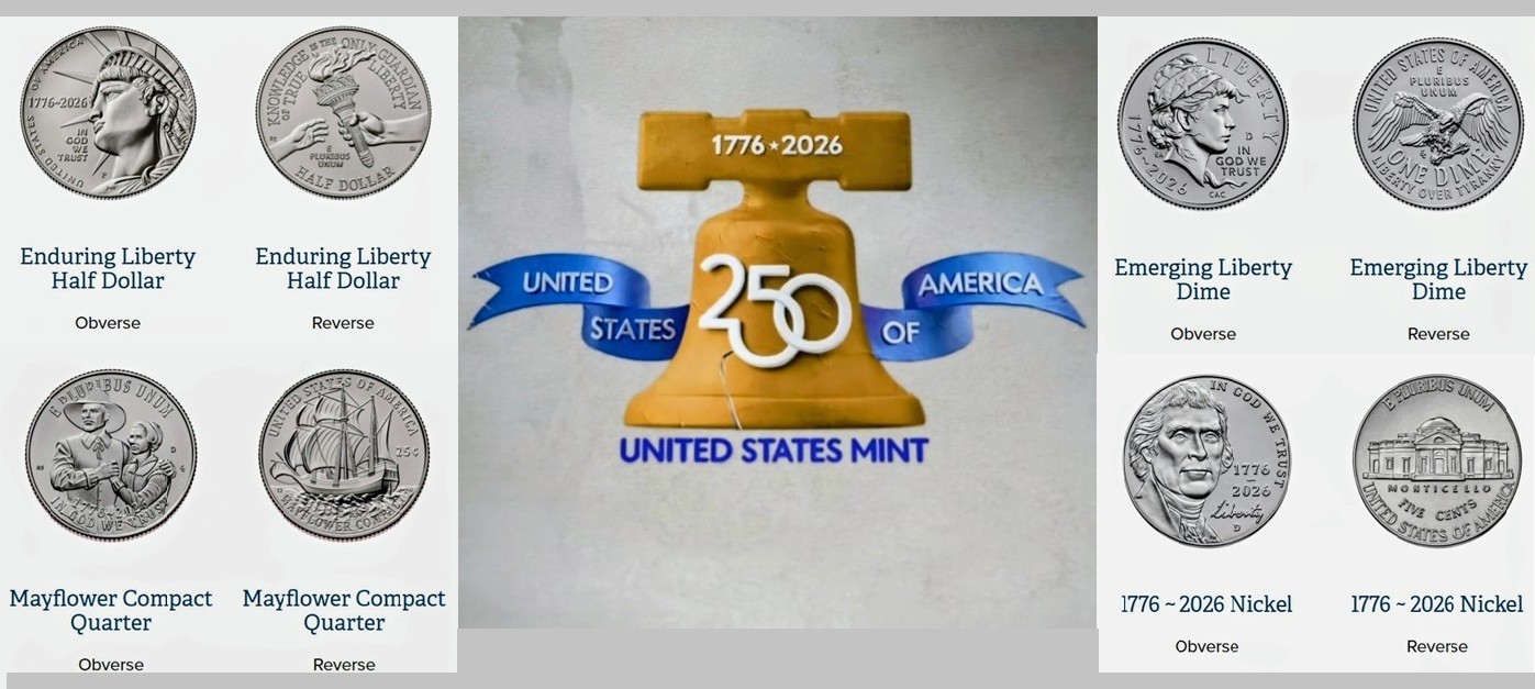 1776 - 2026 P America’s 250th Anniv Semiquincentennial 4-Coin Set 50c 25c 10c 5c