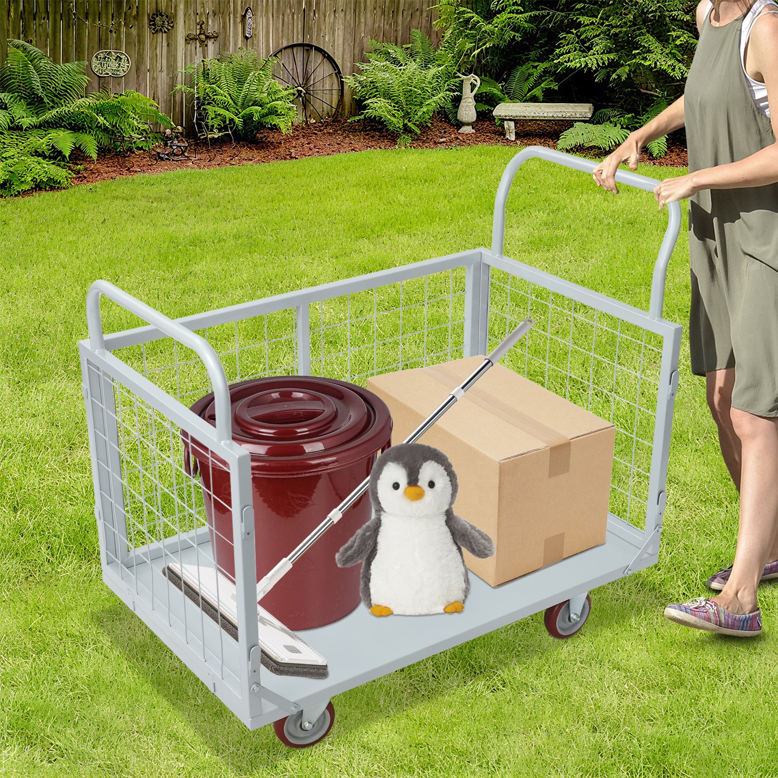 Platform Truck Cart 4-in-1 Heavy Duty Platform Truck Cart 816kg/1800 lbs Silver